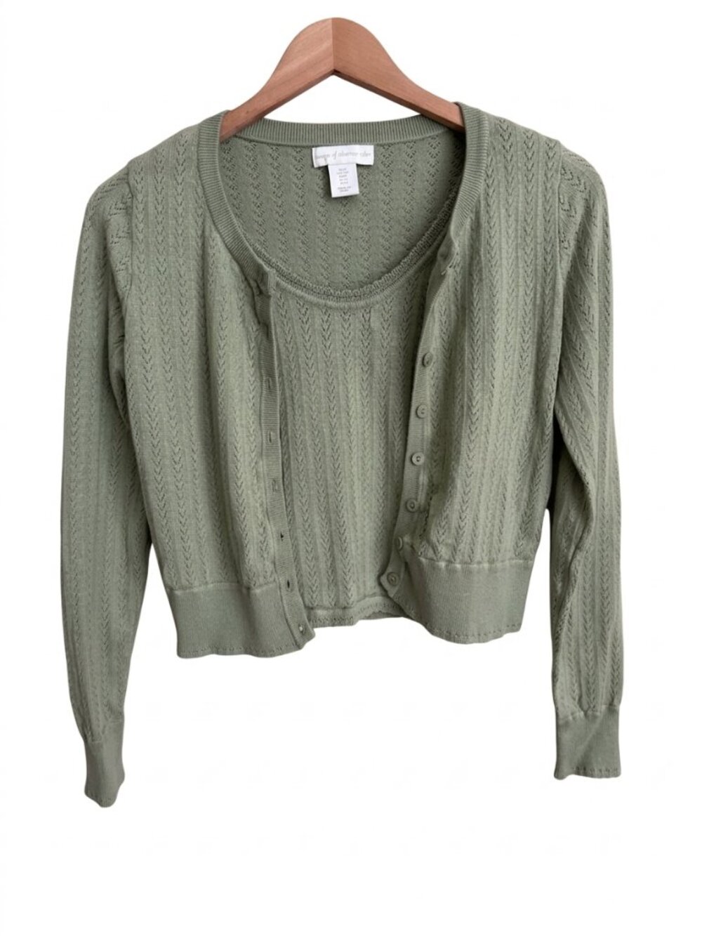 House of Harlow 1960 Sage Pointelle Cardigan Tank Set S 2 Piece Cropped Knit Top